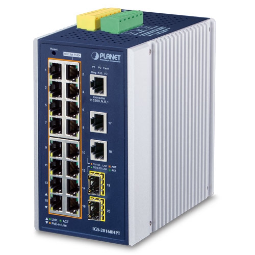 4-Port Outdoor Full Gigabit PoE+ DIN-Rail Fiber Network Switch 4 x Gigabit  PoE+ Ports 2 x 1.25G SFP Fiber Ports 120W with 2pcs Industrial SFP